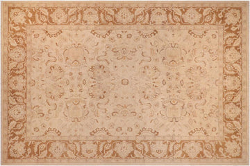 handmade Traditional Kafkaz Chobi Ziegler Beige Brown Hand Knotted RECTANGLE 100% WOOL area rug 9 x 12